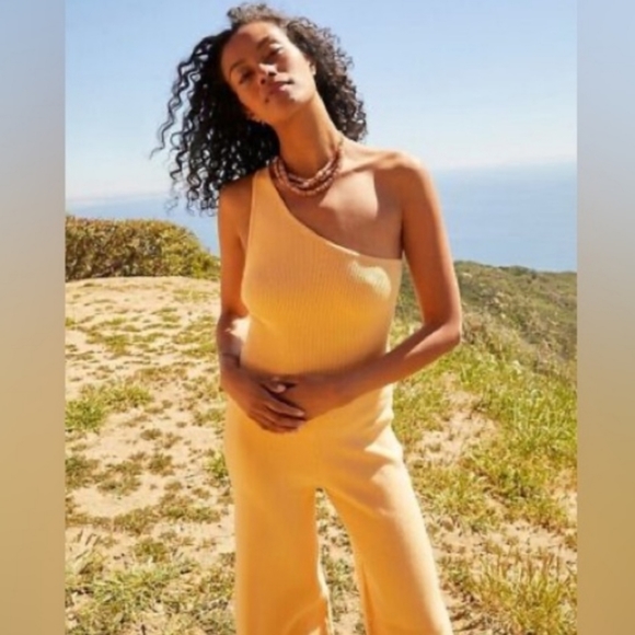 NWT Free People Beach Waverly Sweater One Piece Jumpsuit, Size M, Color Yellow - Picture 1 of 10